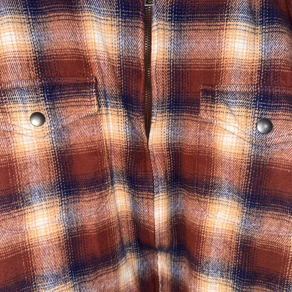 Plaid Fleece-Lined Men's Sweater Jacket - Brown - Picture 3 of 5